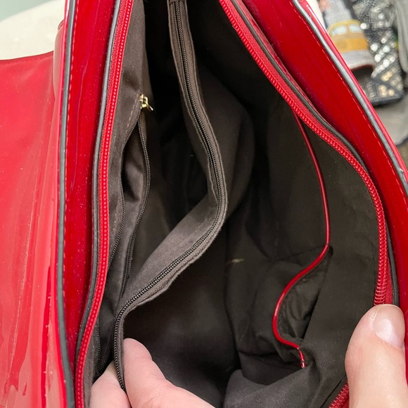 ORLI Collection Womens Crossbody Shoulder Bag Rhinestones Patent Leather Red - Picture 3 of 10